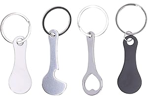Portable 4Pcs Shopping Cart Key Chain Quarter Tool: The Perfect Grocery Shopping Companion.