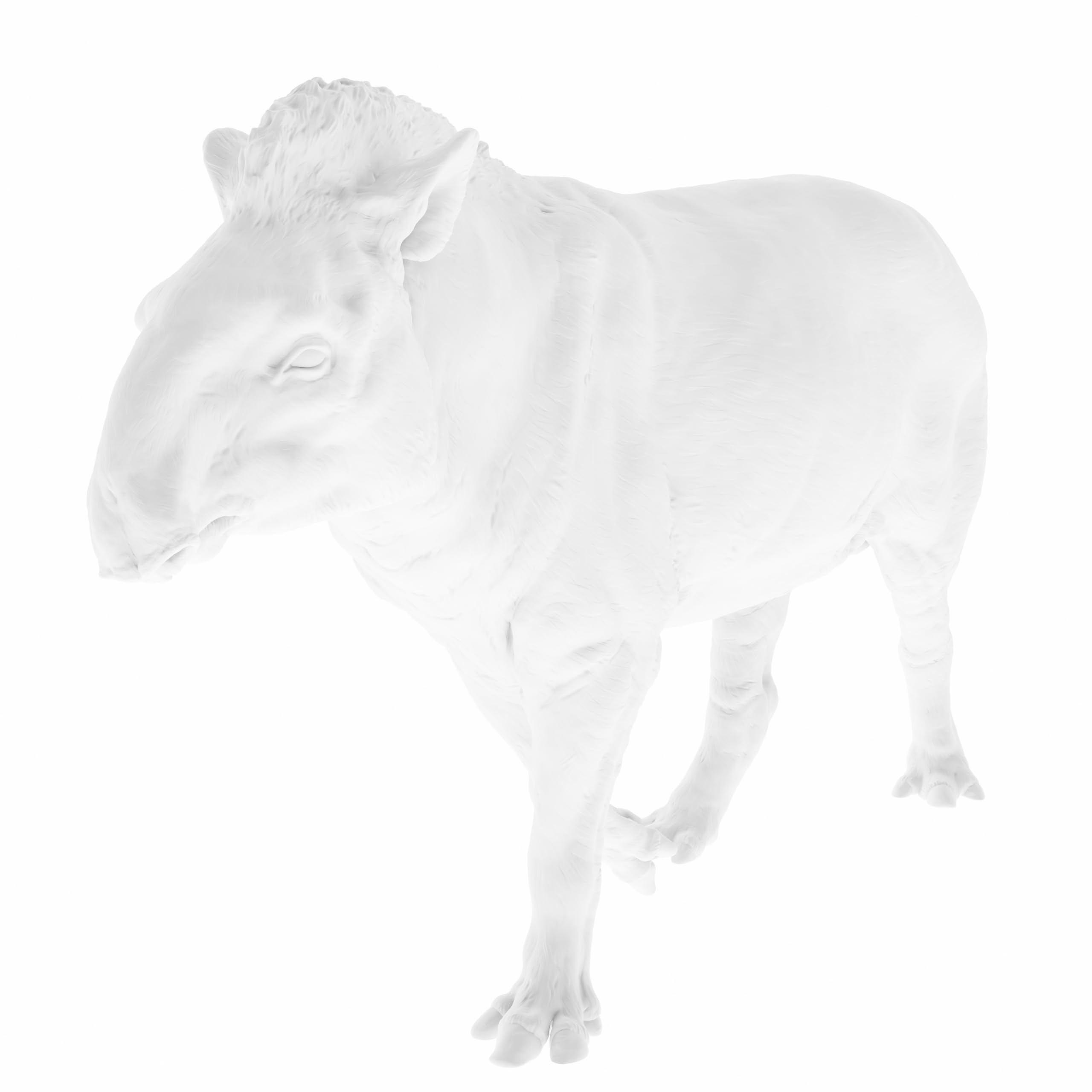 Animal figurine | Brazilian tapir Walking | 3D Printed Resin Figurine, Unpainted, Assembly Required, Tabletop Display Model (White)