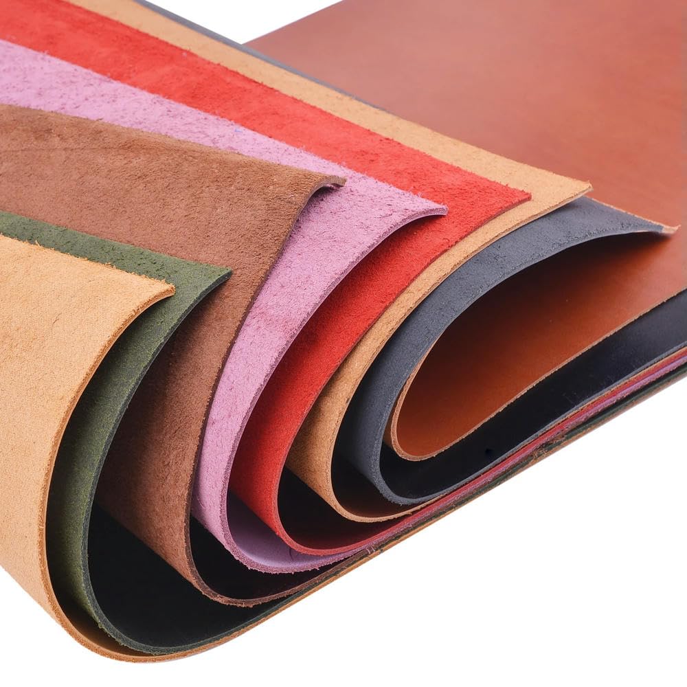 Pièce de Cuir tanné végétal de 2,0 mm d'épaisseur, véritable Cuir de Vache pour Bricolage, Couleur à la Main Disponible