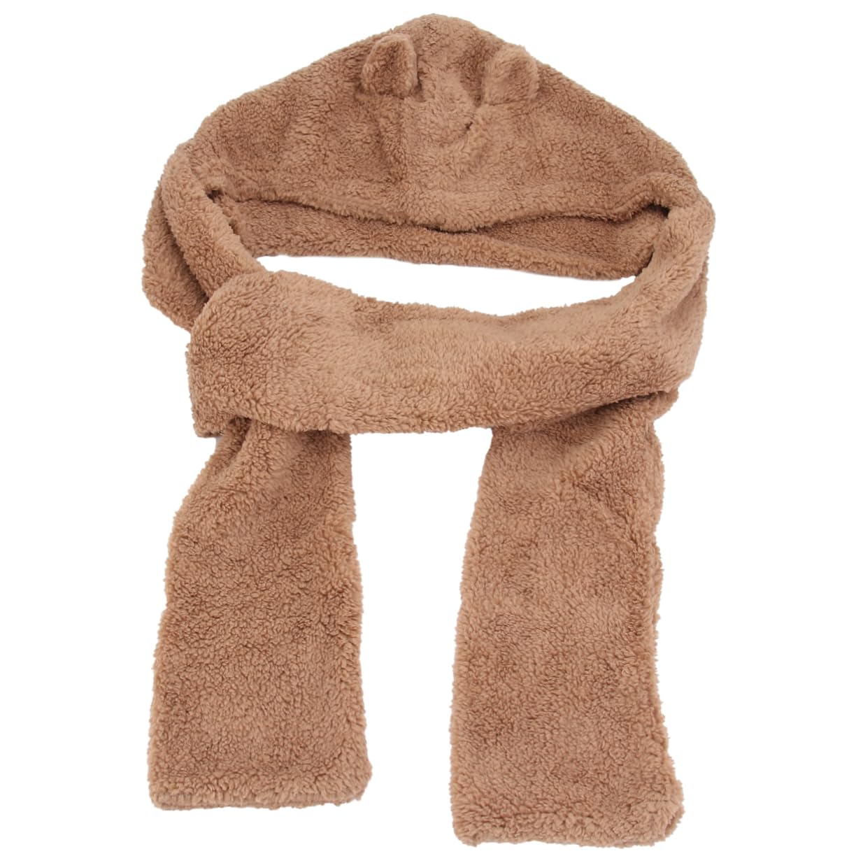 VANZACK Thickened Scarf Warm Bear Earflap Hat Plush Cozy Scarf for Cold Weather Coffee