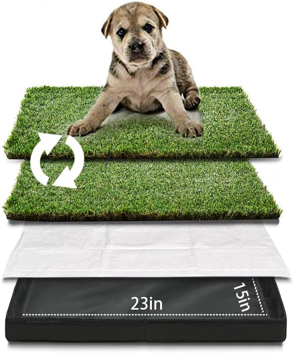 HQ4US Dog Grass Pad with Tray, Large (33”×23”) Small (23”×15”), Foldable Dog