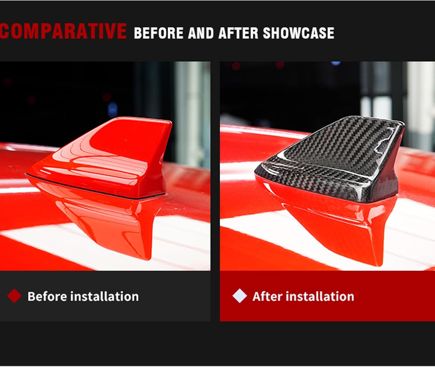 Car Roof Shark Fin Antenna Cover Trim for Ford Mustang 2015-2024 Dry Carbon Fiber