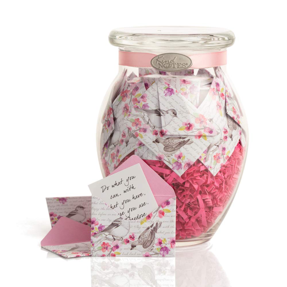 KindNotes Erinnerungsglas mit Get Well Nachrichten, Glas, Vögel und Blumen