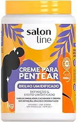 Salon Line, Creme de Pentear, Brilho Umidificado, Vegano - Cabelos Ondulados, Cacheados e Crespos, 1 Kg