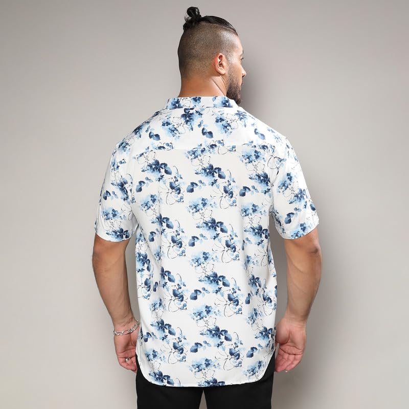 Image of Instafab Plus Men's Shirt for Casual Wear | Spread Collar | Short Sleeve | Button Closure | Plus-Size Fit | Cotton Shirt Crafted with Comfort Fit for Everyday Wear