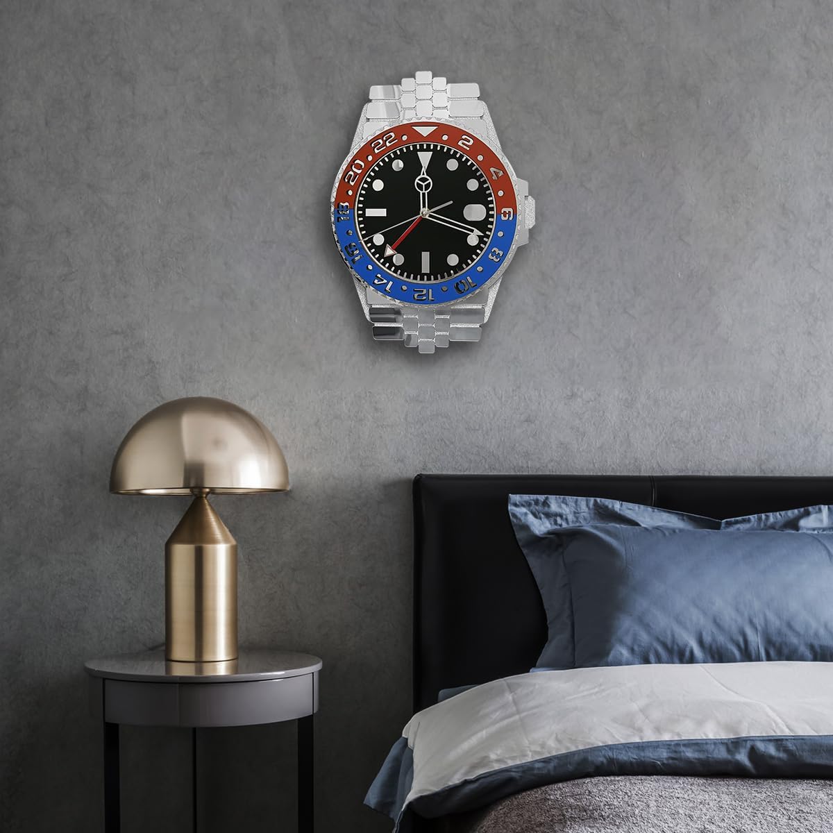 Luxury Wall Clock with a Wristwatch Appearance for Man Cave Bedroom Office Room Timepieces Shop Art Modern Design Home Decor Wall Watch Large Analog Silent Non Ticking Clock Watchmaker Gift