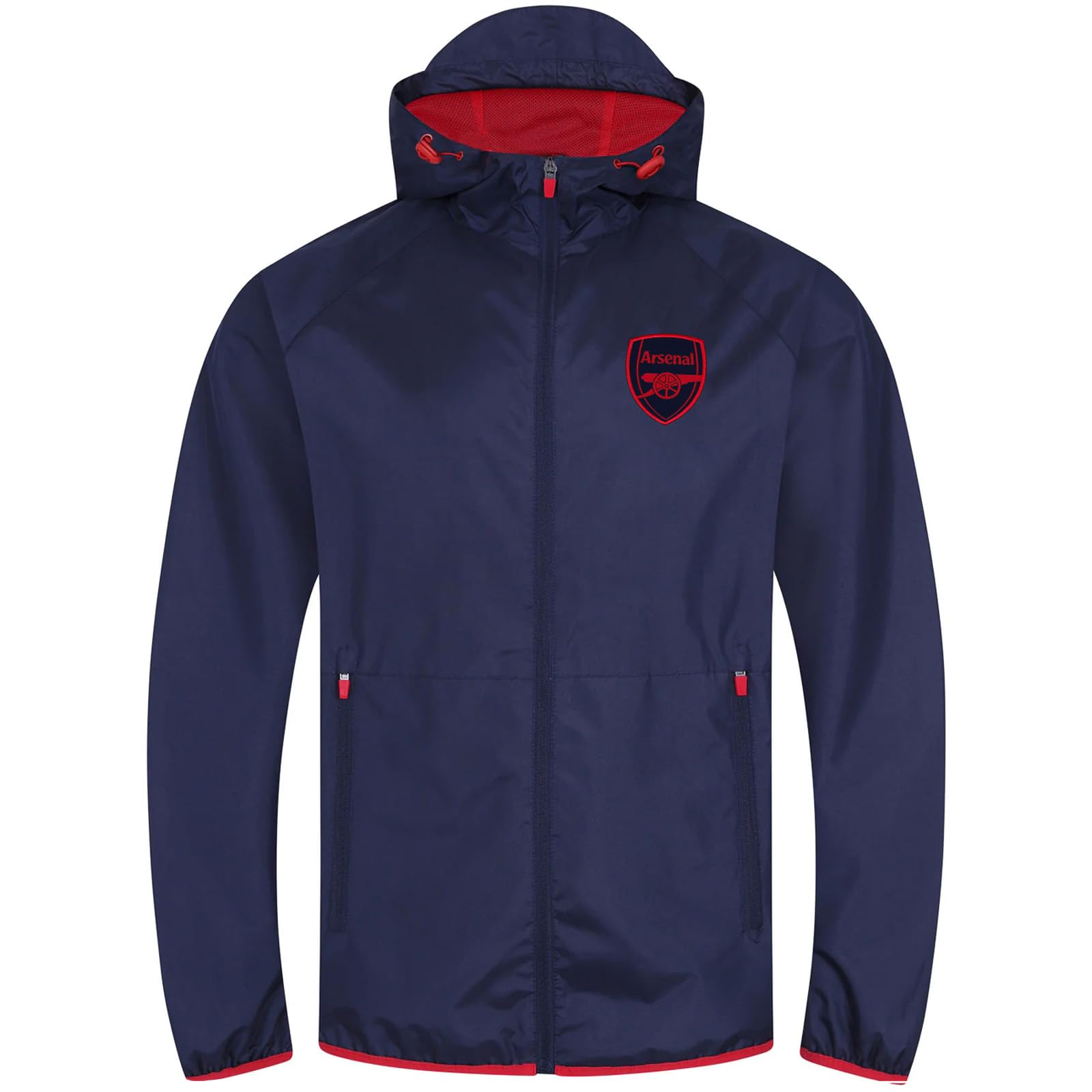 Arsenal FC Official Gift Mens Shower Jacket Windbreaker Peaked Hood Navy Small