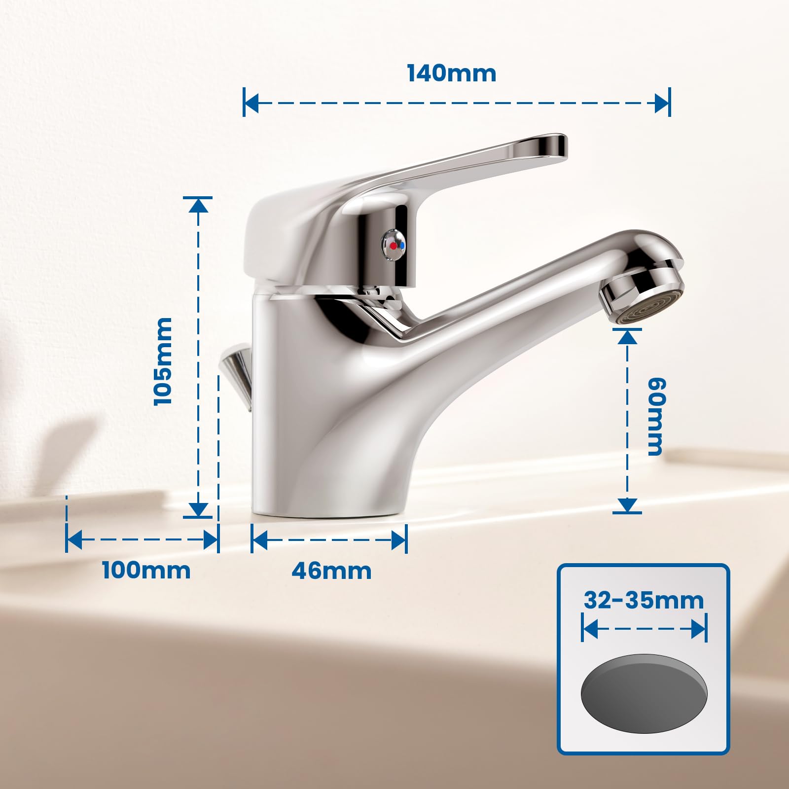 KeeGone Wastafelkraan, 360° draaibaar, roestvrij stalen kraan badkamer met warm en koud water mengkraan, badkraan wastafel zwart