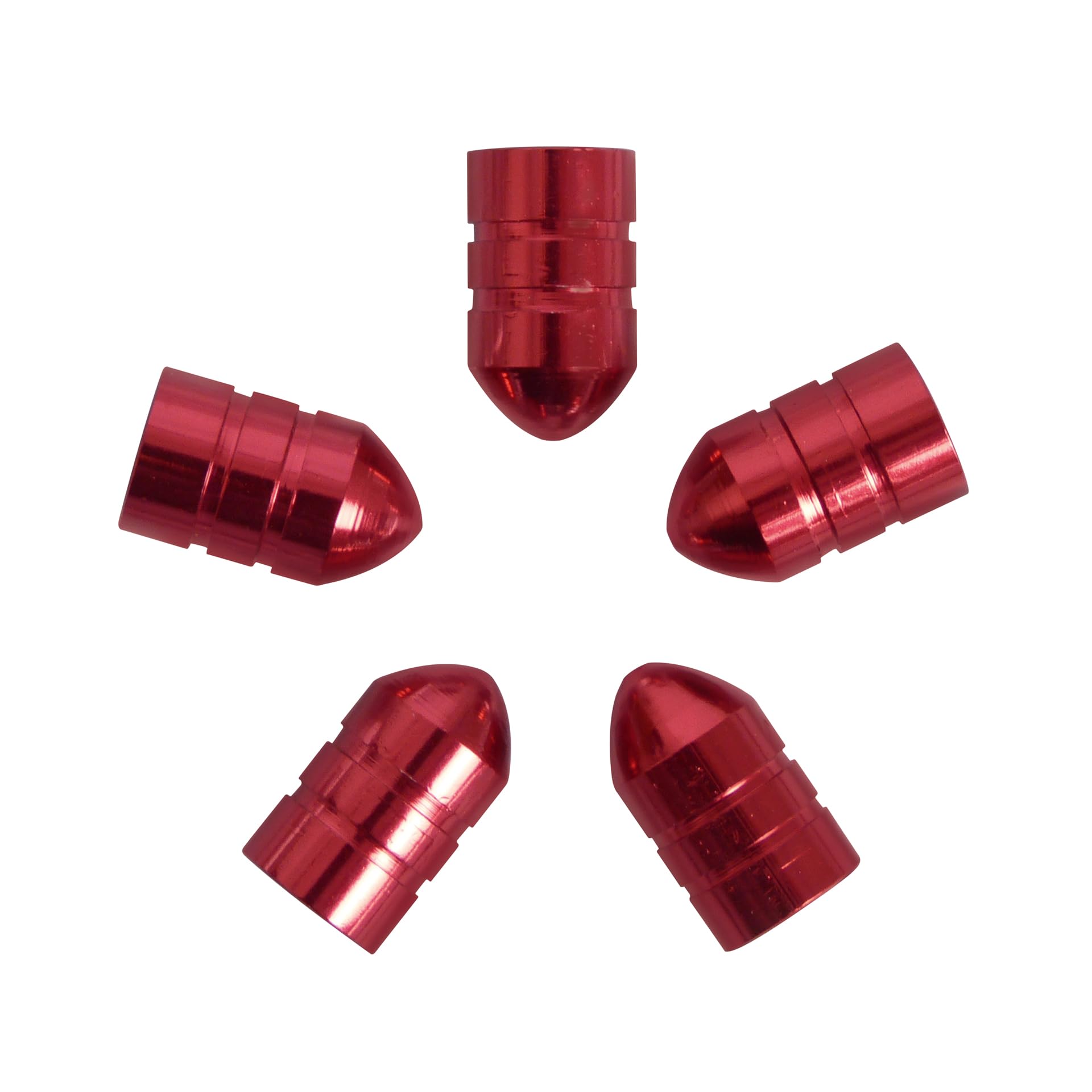 Carpoint 2216003 Valve Caps Bullet - Red (5 Pieces)