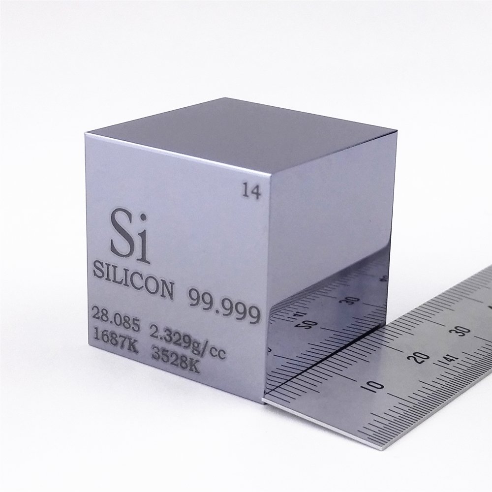 Würfel aus poliertem Silikon, 25,4 mm, 38 g, graviert, Periodensystem