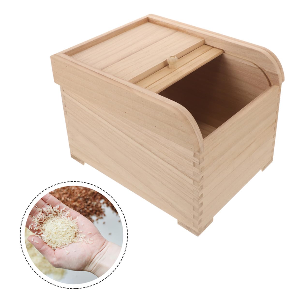 DOITOOL Holz Aufbewahrungsbox mit Deckel für Reis und Trockenlebensmittel Vorratsbehälter für Küche und Speisekammer mit Großem Fassungsvermögen