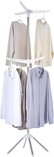 CASAMAYA Foldable 2-Tier Clothes Drying Rack 74.8" Stainless Steel, 360° Rotating Holds 54 Clothes, Space-Saving Indoor Laundry Rack White/Silver CDR002W01