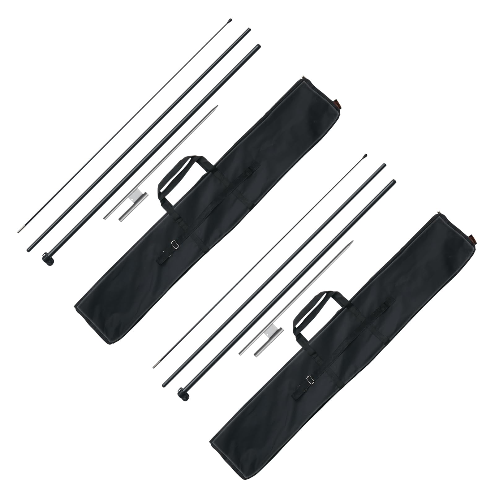 VEVOR 2 Paquetes Kit de Mástil de Bandera de Plumas de 388,5 cm con Estacas de Tierra y una Bolsa de Transporte (Bandera no Incluida), Mástiles de Bandera para Banderas Publicitarias Comerciales