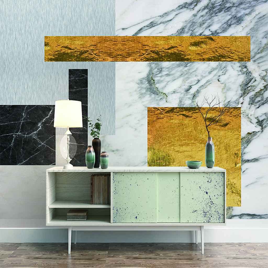 Papier peint photo texture marbre doré 400x280 cm pour fresque murale salon
