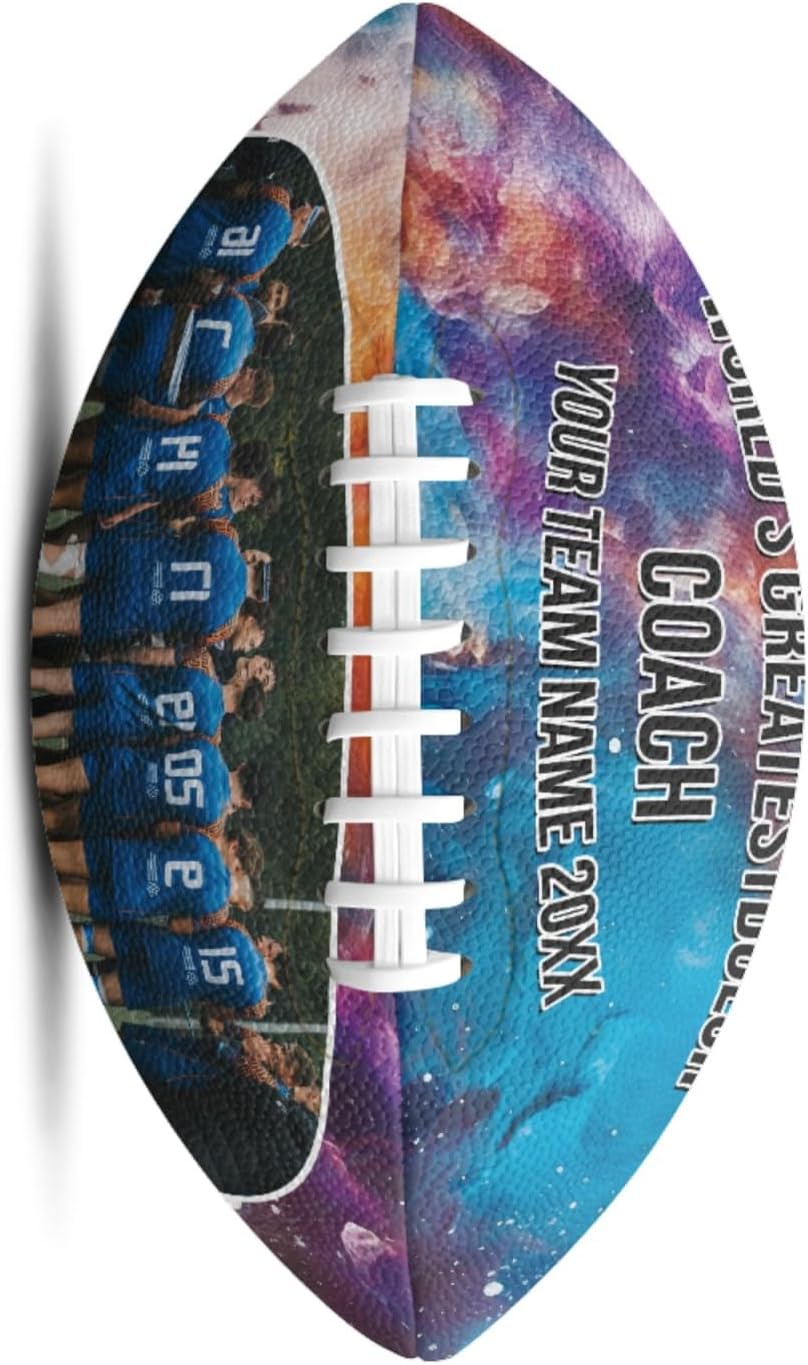 Custom Photo Text Rugby Ball Personalized Football with Custom Name Image Gifts for Father Dad Coach