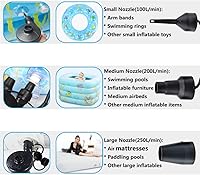 Vista 4 de Bomba de aire para colchón inflable, cama de balsa de piscina, juguete de barco, llenado rápido, para campamento al aire libre, cojines inflables
