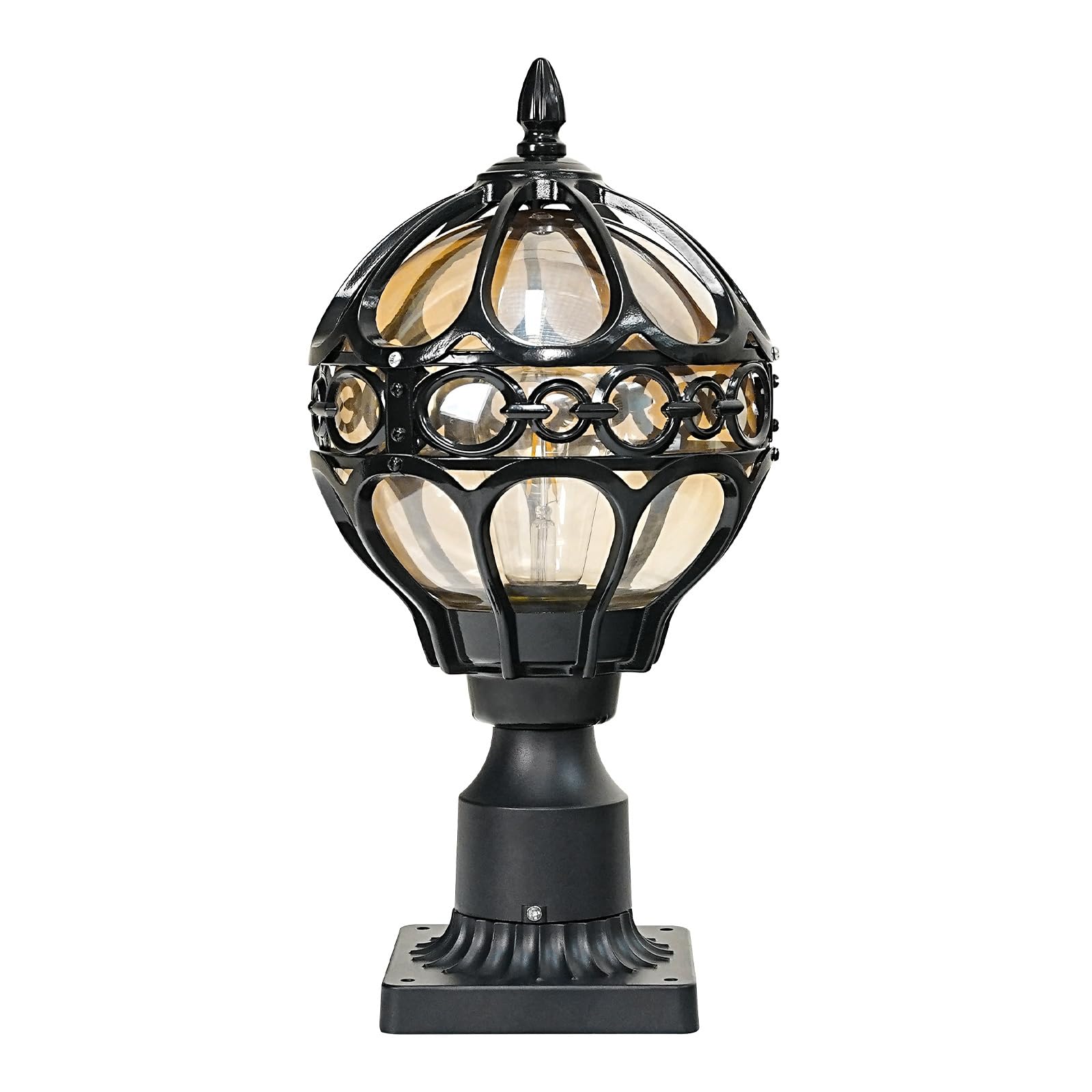 Large Globe Outdoor Post Light for Lawn Yard Fence Patio Pathway, Sphere Pier Mount Outdoor Lighting, Aluminum Football Lamp Pole Outdoor Lighting, Outside Post Lantern with 3" Mount Base