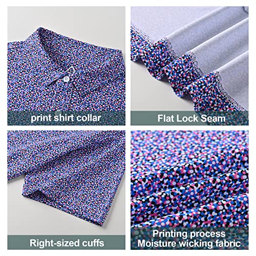 Deolax Mens Golf Shirt Polka Dots Print Golf Polo Shirts Dry Fit Fashion Short Sleeve Lightweight Lapel Polo T-Shirt Performance Polo Shirts For Men Purple #TOP4