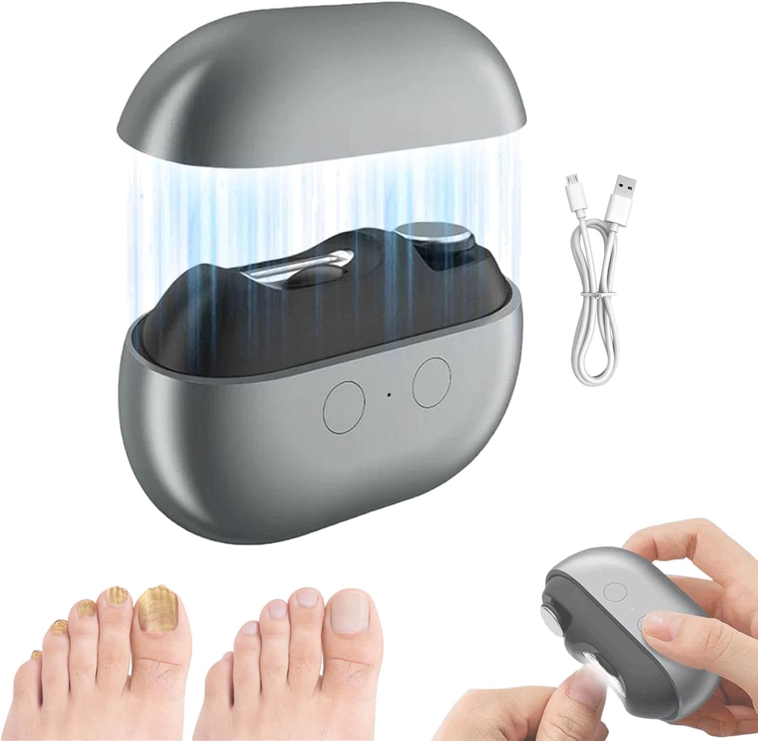 Cortauñas Eléctrico para Pies - Recortadora de Uñas, cortaúñas automático, Recargable, Cortador de Uñas Automático Profesional para Niños/Adultos/Ancianos (Gray)
