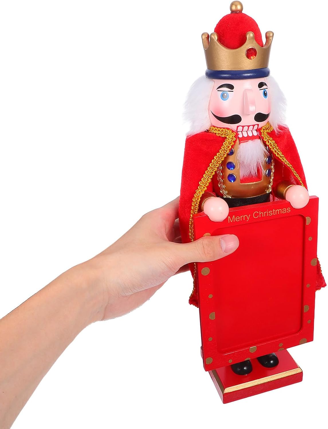 MAGICLULU Nutcracker Picture Frame: Wooden Christmas Photo Holder - Seasonal Tabletop Decor Figure for Family Photos Mantel Displays