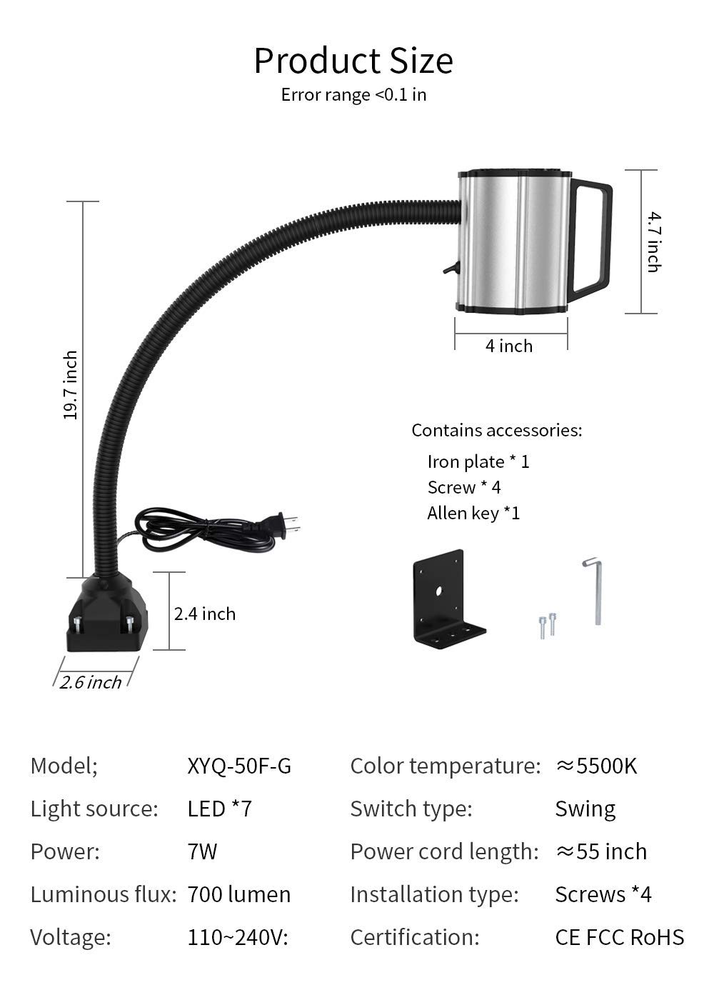 Work Desk Light, Machine Work Light, LED Flexible Gooseneck Light