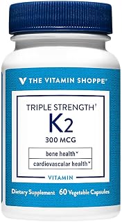 The Vitamin Shoppe Vitamin K2 MK-7 300mcg Triple Strength - Bone & Heart Health | Menaquinone-7 | 60 Vegetable Capsules | High Potency