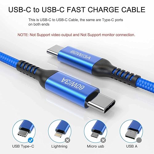Miniatura 4 de Awnuwuy - Cable USB C a USB C de 15 pies de largo 2 unidades, cargador tipo C de 60 W, cable de carga súper rápida compatible con iPhone 1515 Pro,
