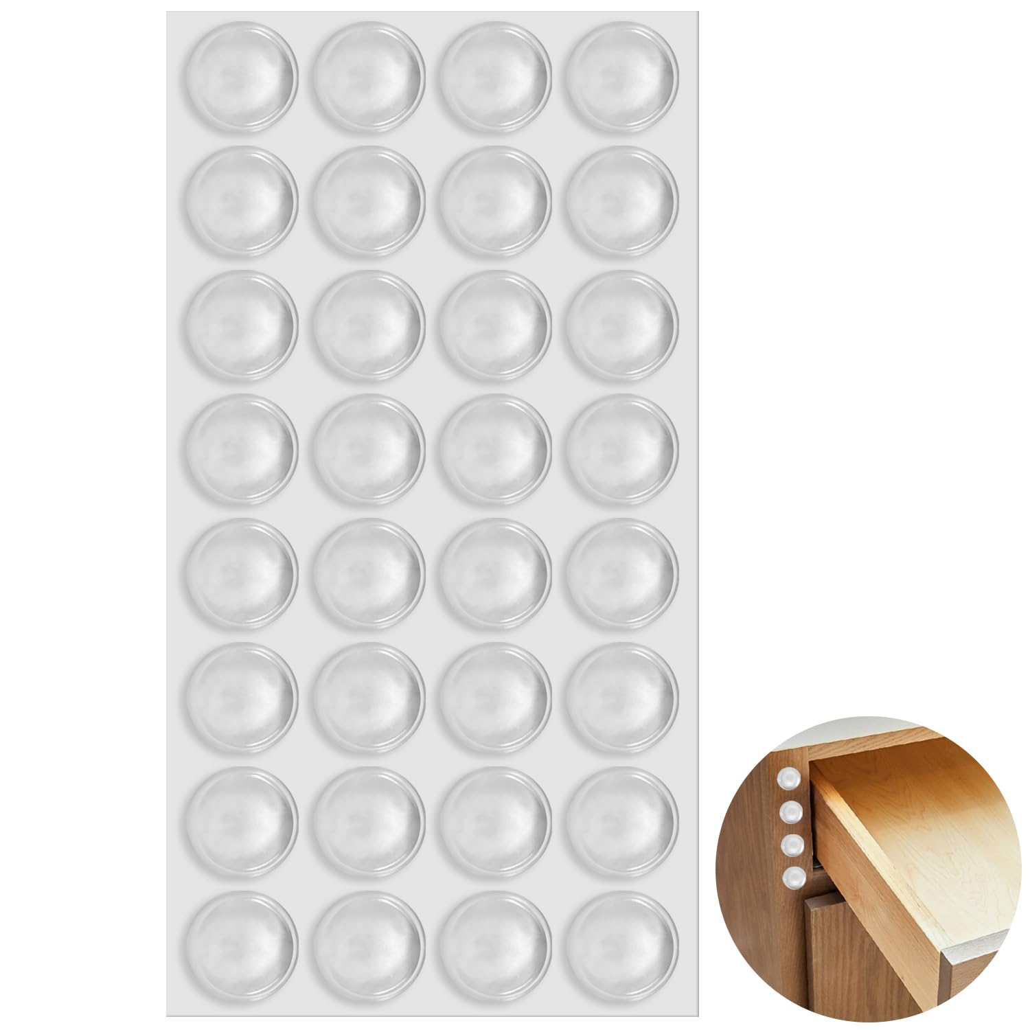32 Pcs Furniture Bumpers, Silicone Clear Cabinet Door Bumpers Adhesive Bumper Pads 12 * 4mm Transparent Cabinet Buffer Pads for Furniture & Doors Protectors