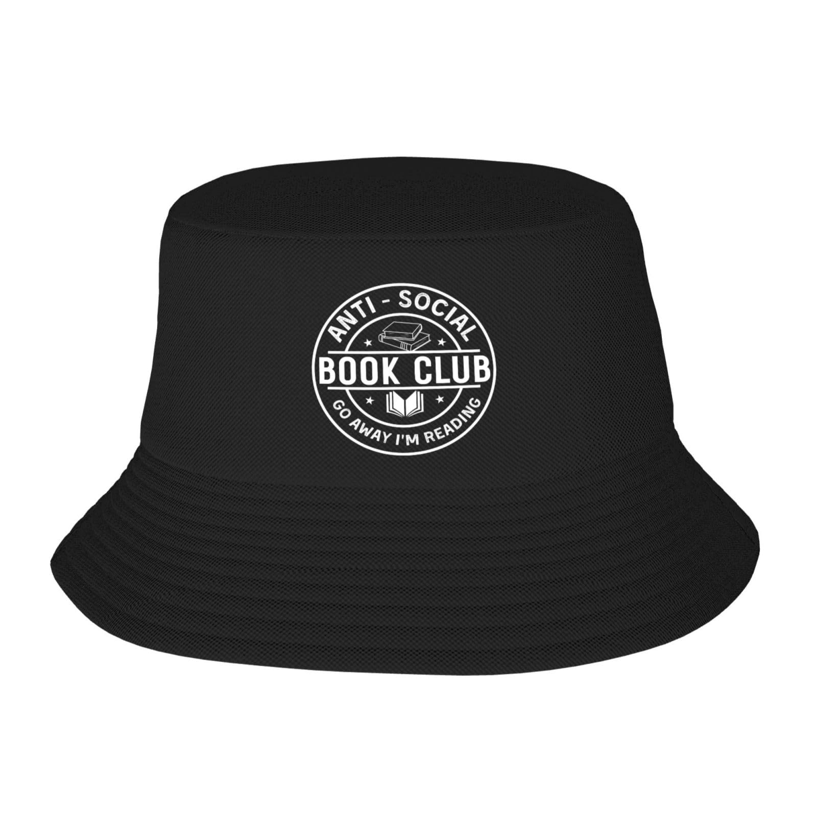 Anti Social Book Club Go Away I'm Reading Funny Bookworm Bucket Hat Wide Brim Outdoor Sun Hat Black