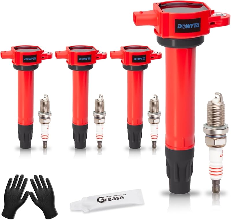 Kit com 4 bobinas de ignição UF557 e velas 4503 DOWYTA para Jeep, Dodge e Chrysler
