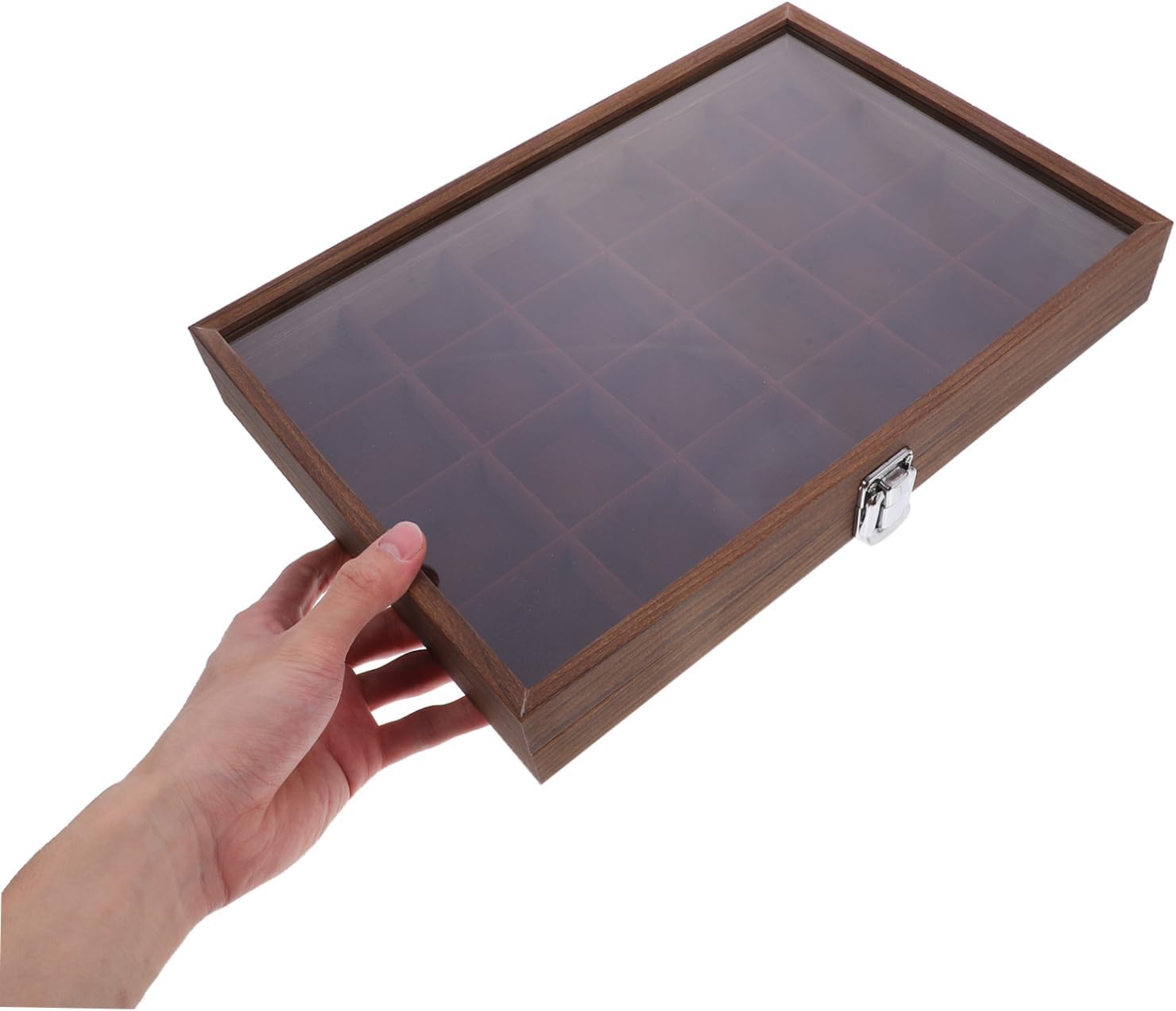 24-Compartment Tea Bag Organizer Box 10.24 x 7.68 x 2.36 Inches Lid Storage Holder for Tea Packets for Home and Office