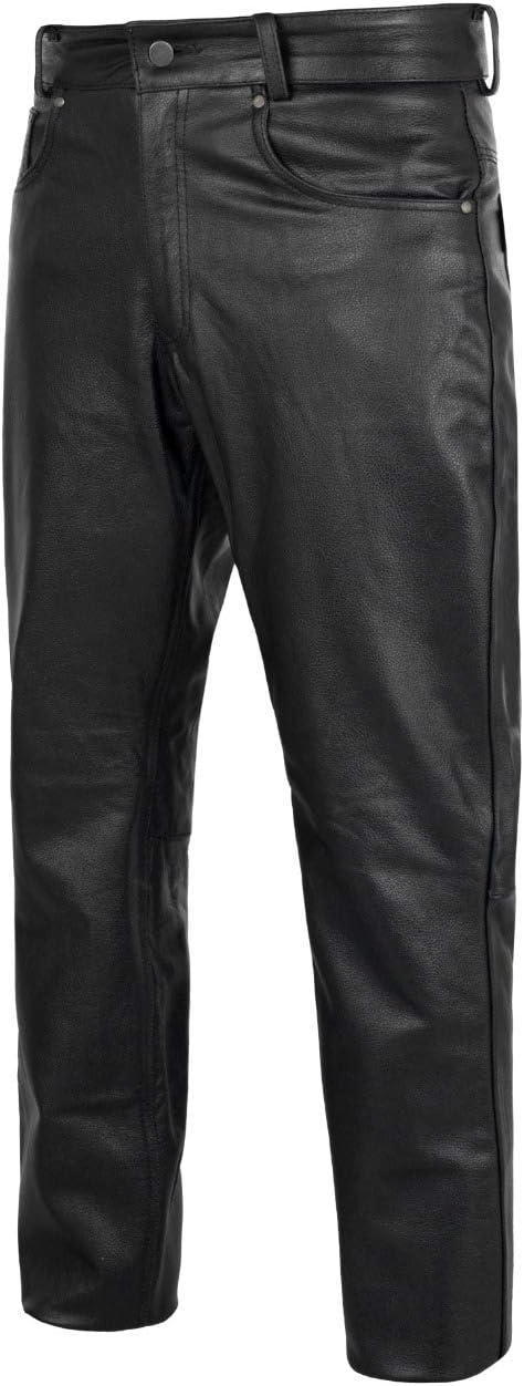 Alpha Cycle Gear Leather Motorcycle Pant for Bikers Rider Moto Sports Real Cowhide Leather for Men (Black, WAIST/44) : Automotive