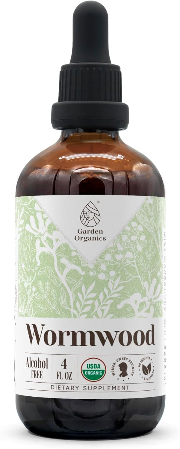 Wormwood USDA Organic Alcohol-Free Extract | Dietary Supplement, High-Potency Tincture | Natural Certified Organic Wormwood (Artemisia Absinthium) Dried Herb (4 oz)