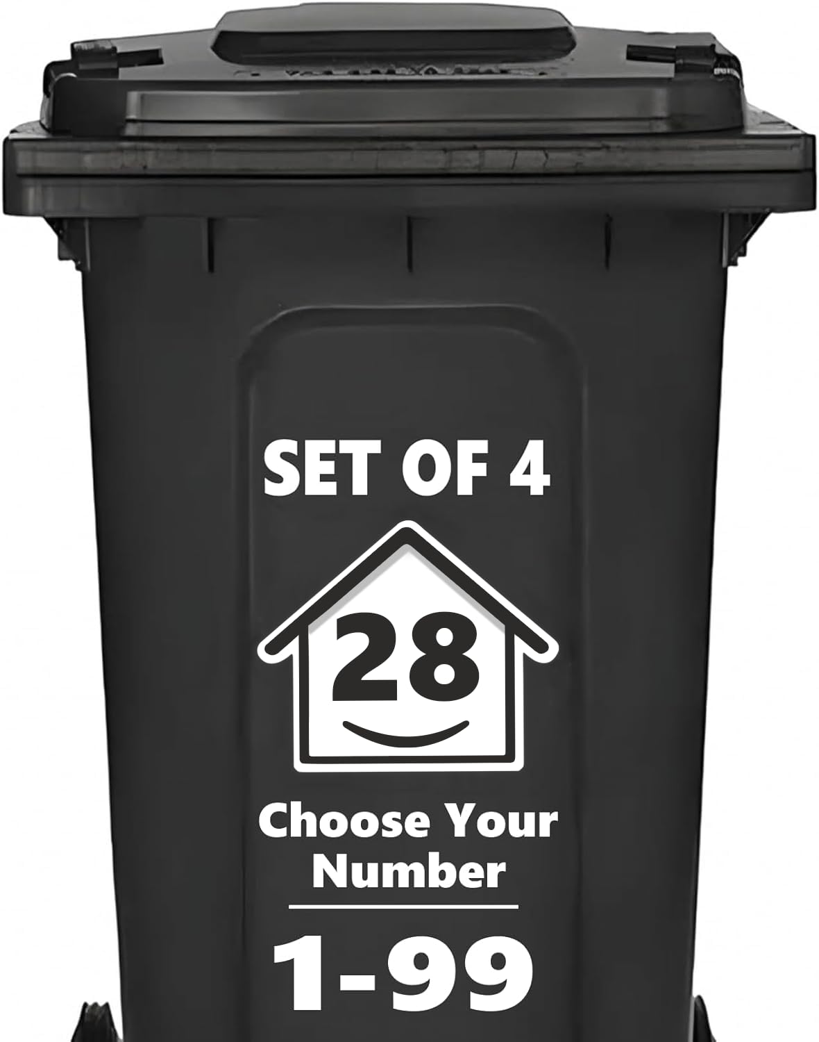 4 x Bin Numbers for Wheelie Bins, 1-99, 15cm ‘Happy House’ Design Dustbin Stickers, Easy Application Stick On Number Stickers - Weatherproof Self Adhesive Vinyl, Black (11) — view 70