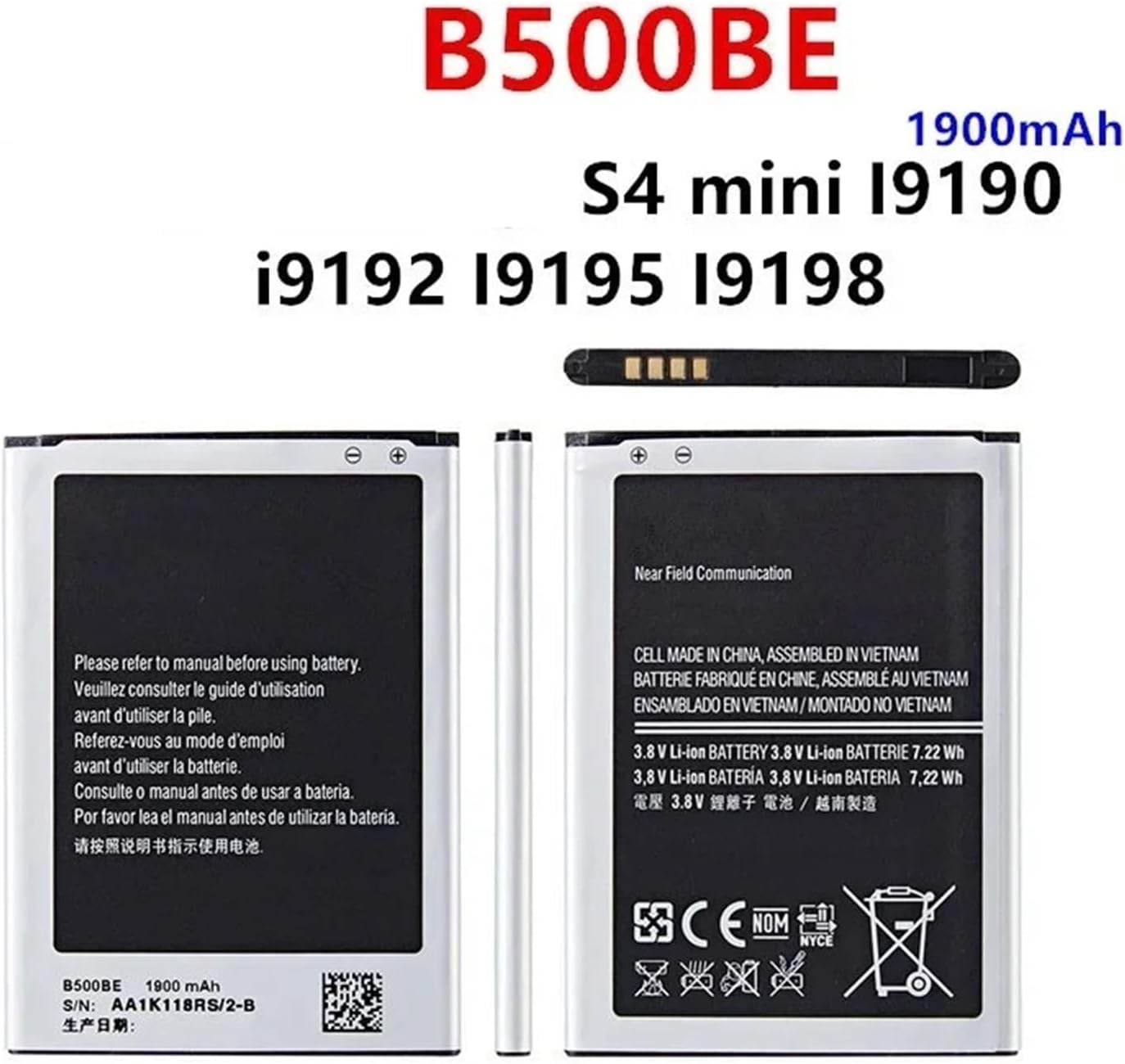 B500BE 1900mAh Battery with NFC 4 pins