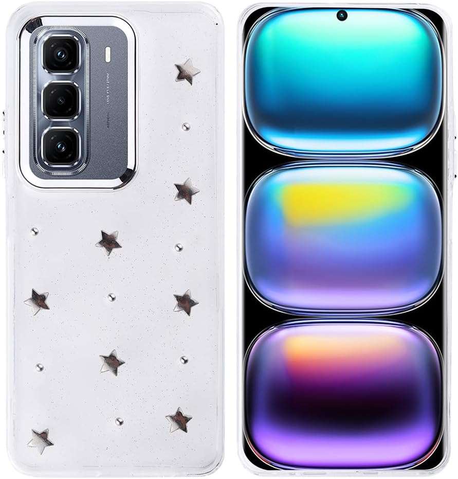 Elfia  nfinix Hot 50 Pro Plus 4G ile Uyumlu  effaf Silikon Darbe Korumal  Airbag Simli K l f, Kutup Y ld z