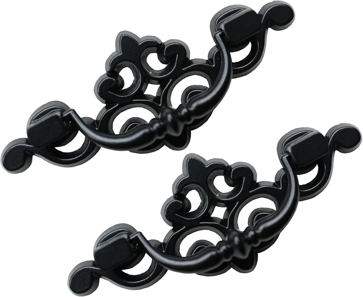 8 Pack Black Drop Bail Drawer Pulls, 2-1/2 Inch Hole Center Vintage Cabinet Handles for Dresser, Closet, Cupboard Furniture