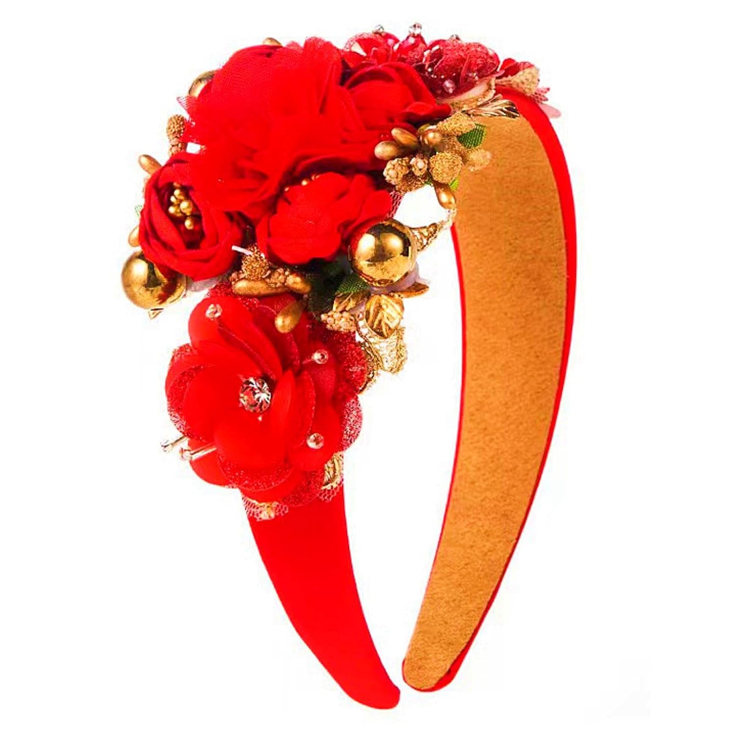 Spring and Summer Women's Fashion Simulation Flower Headbands, Lace Crystal Beading Flower Headbands for Girls Fairy Temperament Senior Sense Hair Accessory