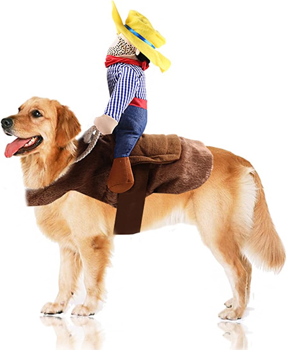 SEIS Disfraz de Halloween para montar a caballo, ropa para perros de vaquero, ropa divertida para gatos, XXL