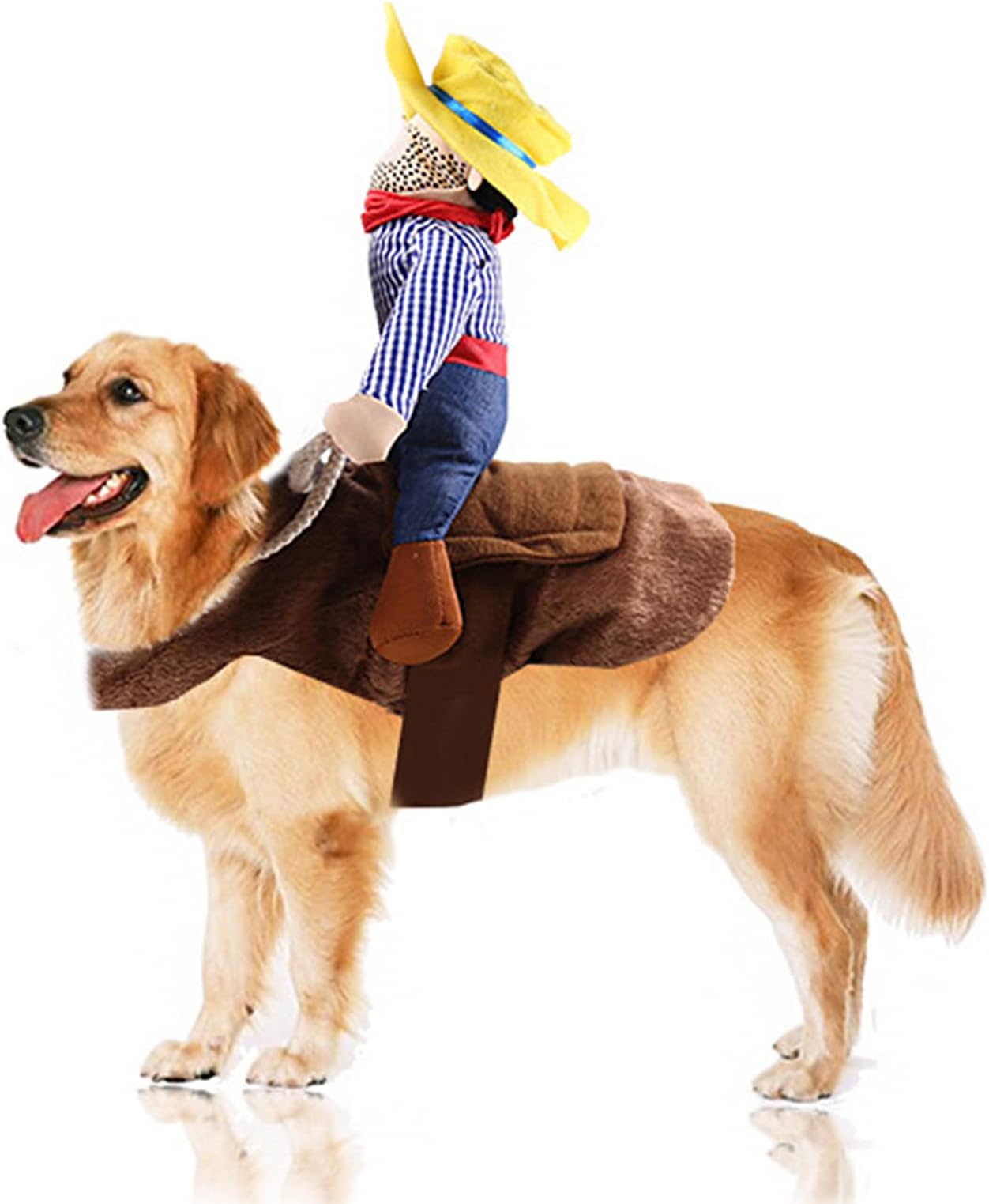 SEIS Pet Riding Costume Novelty Pet Supplies Cowboy Rider Horse Riding Designed Dog Apparel Party Dressing up Clothing Halloween (XXL)