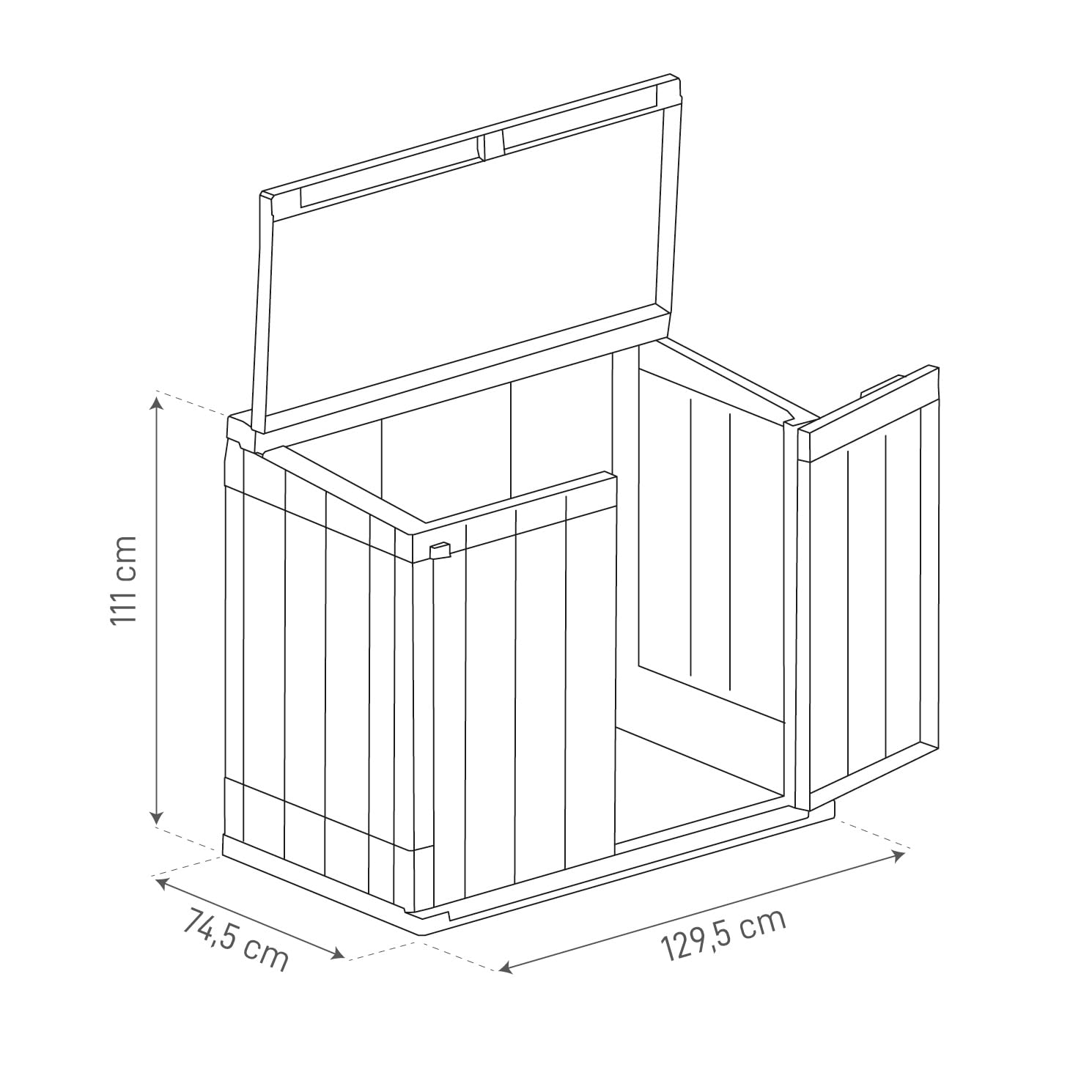 TOOMAX Stora Way Baule da 842L portattrezzi effetto legno antracite/grigio tortora 129,5x74,5x111h cm