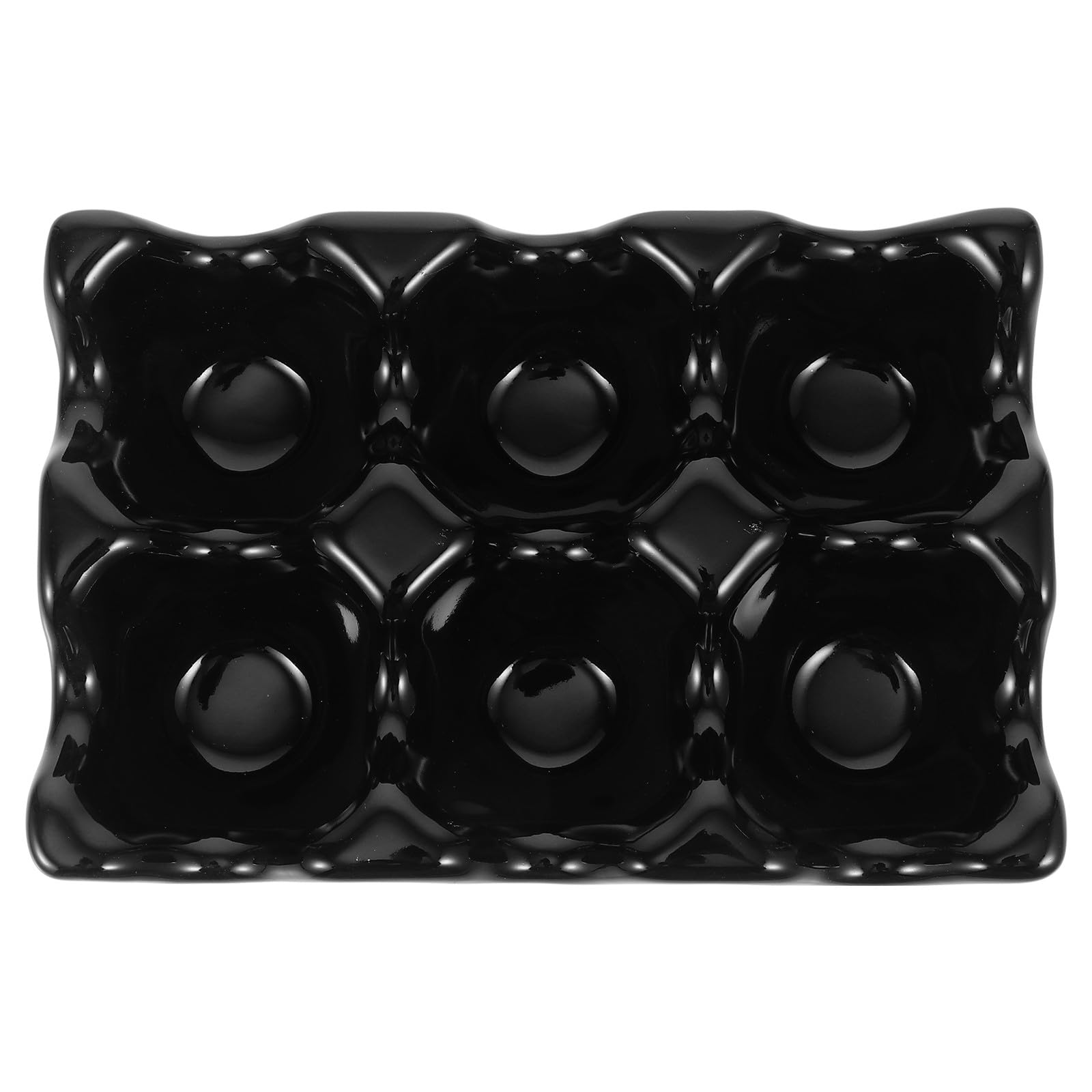 Organizador de huevos de cerámica negra y plato de servicio para cocina 8