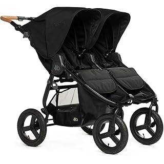 Bumbleride Indie Twin Double Stroller - Side-by-Side Infant and Toddler Stroller with Compact Standing Fold, Air-Filled Tires & All-Wheel Suspension - Black