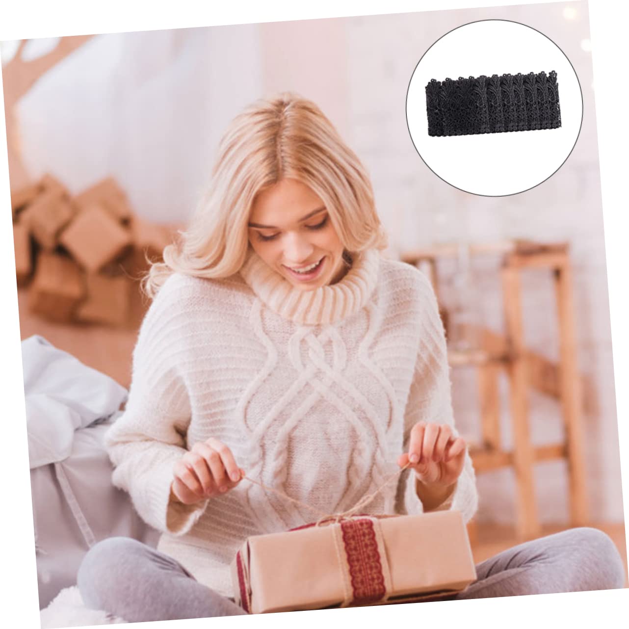 Operitacx 3piezas Encaje De Poliester Negro Para Manualidades Accesorio De Ropa Cinta Decorativa Para Boda y Eventos Surtido De Yardas