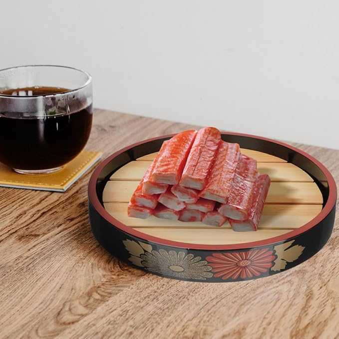 KALLORY Salmon Sushi Plate Set, round Japanese Sashimi Serving Tray with Drain Board, Reusable Dinner Salmon Holder for Sushi Presentation and Dining, 24.5cm Diameter miniatura 6