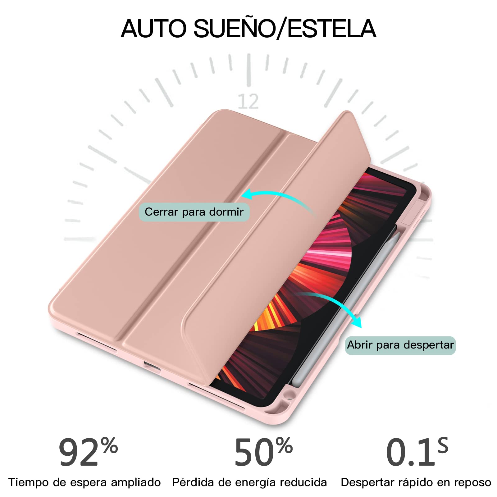 Custodia Per IPad Pro 11 2022/2021/2020/2018 - 3 Ante, Portapenna, Ricarica Wireless, Verde Pino - Foto 8