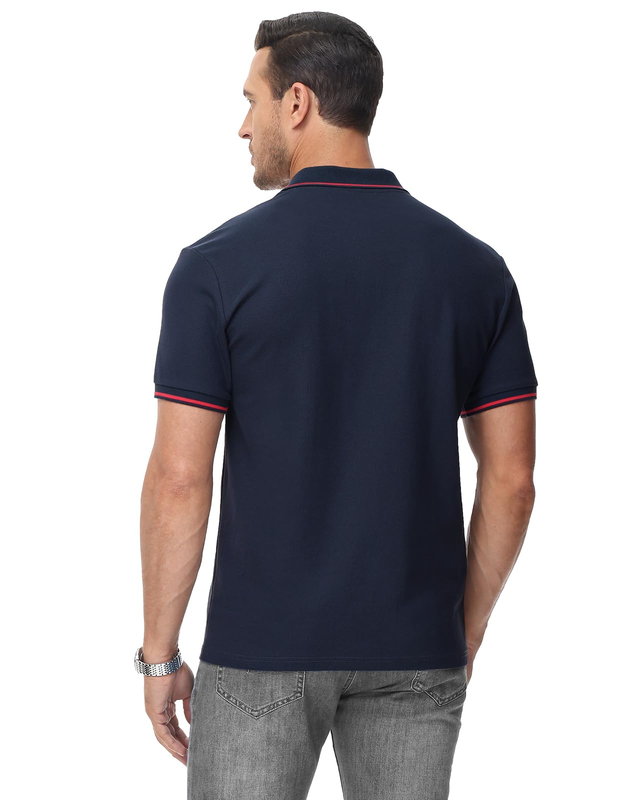 HMIYA Herren Poloshirt-Kontrast Kurzarm Polohemd Male Polo Klassisches