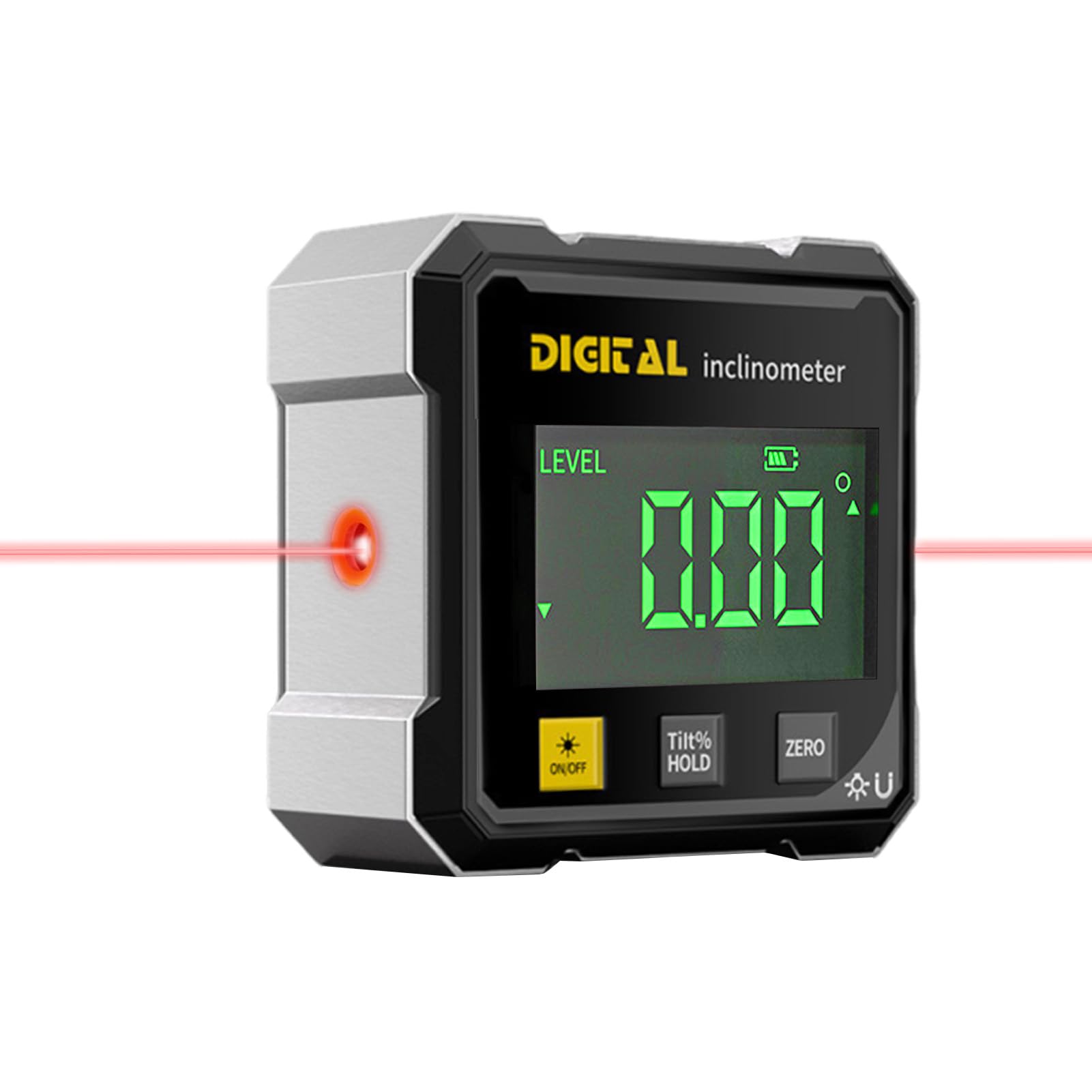 Inclinomètre Numérique Magnétique, Niveau Electronique USB Rechargeable avec Laser, 4 Faces Magnétiques Niveau Digital avec Écran LED pour Travail du Bois, Travaux, Construction, Machines