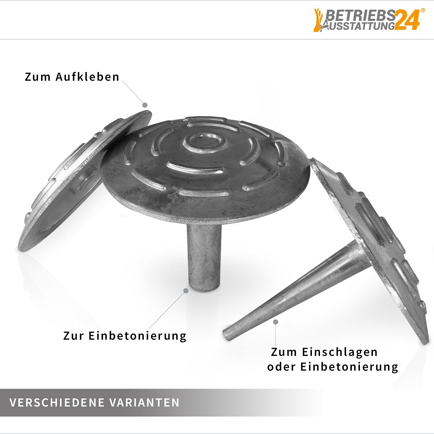 Markierungsnagel 10 Stück - Durchmesser 10,0 cm Aluminium - Zum Einschlagen oder Einbetonierung - Parkplatzmarkierung - Mit spitzem Schaft