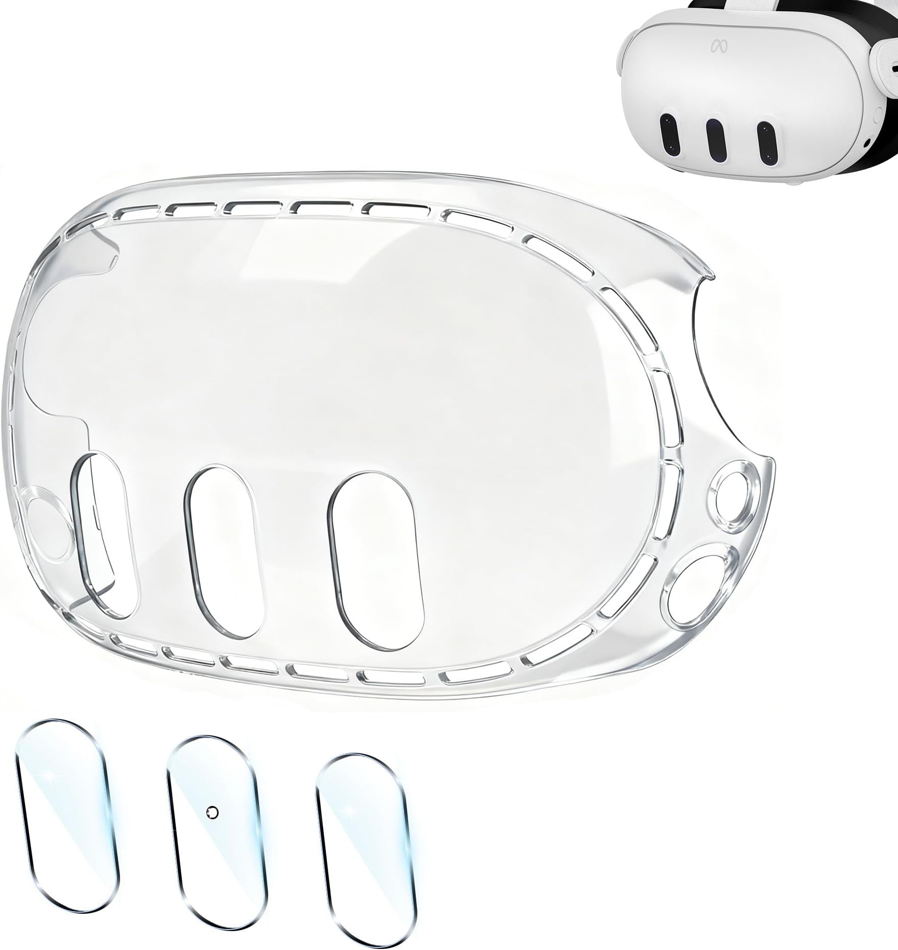 Upgraded Lens Protector Cover for Meta Quest 3, Plastic Hard Protective Shell Cover for Oculus Quest 3, Accessories for Quest 3 - Frosted Clear